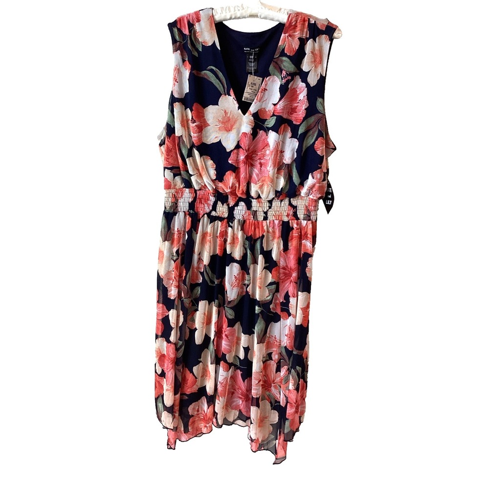 KATE & LILY Floral Blouson Dress‎ Size 18W Sheer Lined Festival Garden Party NWT